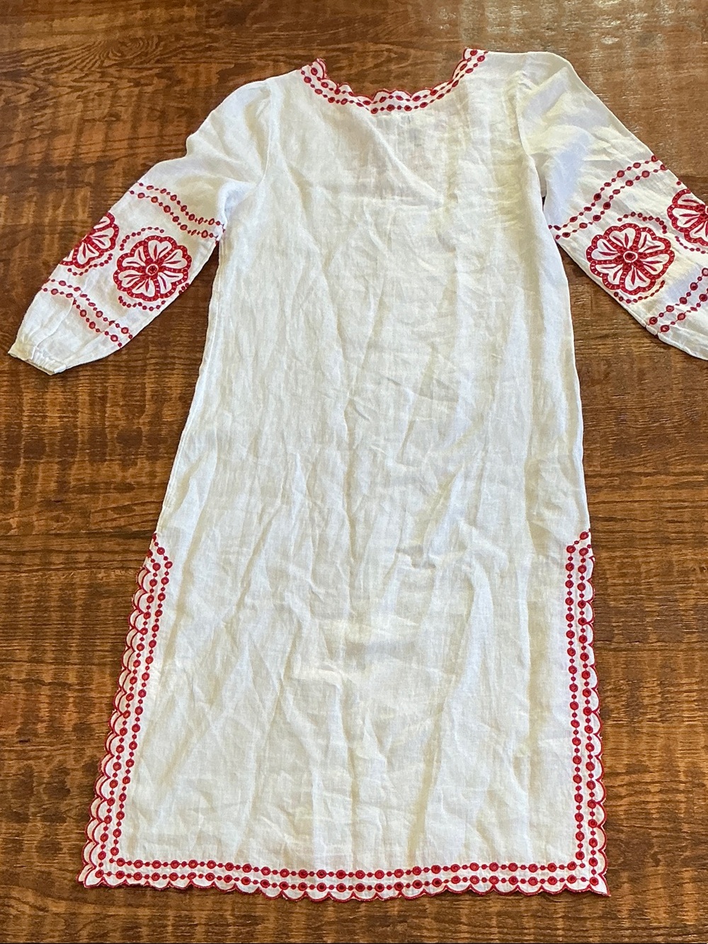 J. Crew White Linen Dress with Red Embroidery - Picture 7 of 11